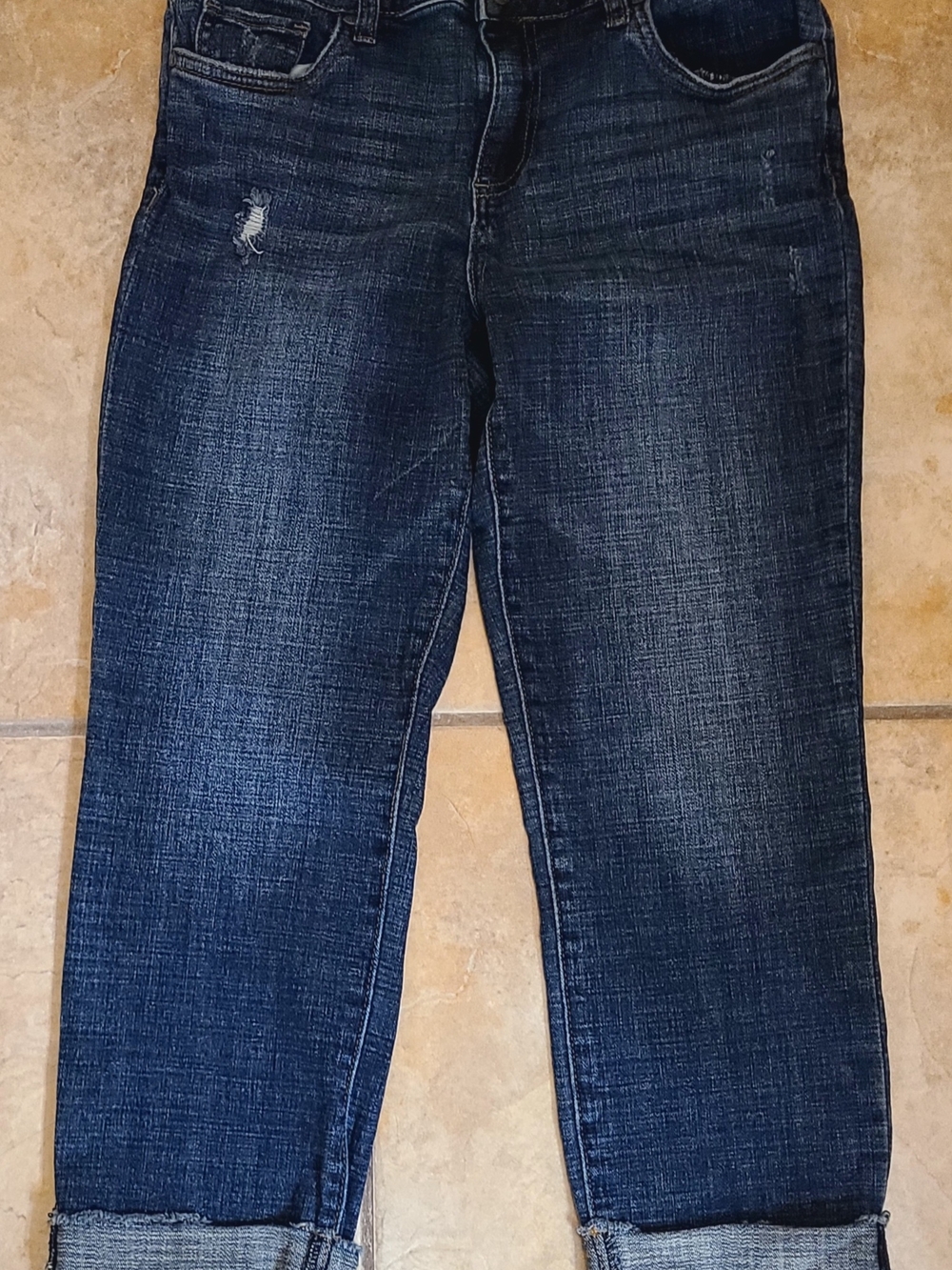 Kut from the Kloth Medium Dark Blue Rolled Cuff Boyfriend Jeans